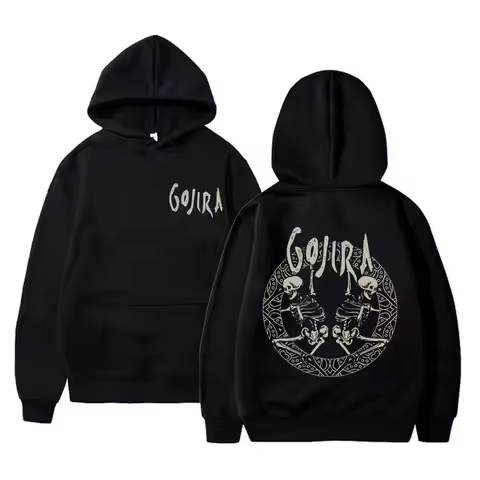 Metal Band Gojira Skeleton Double Sided Graphic Print Print Hoodie men‘s Autumn fleece Hoodie Long S