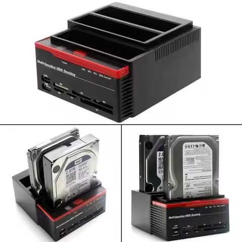 1 Pcs 2.5 '/ 3.5' USB 2.0 To 2 SATA 1 IDE HDD Hard Disk Disk Docking Station Card Reader USB2.0 M2 T