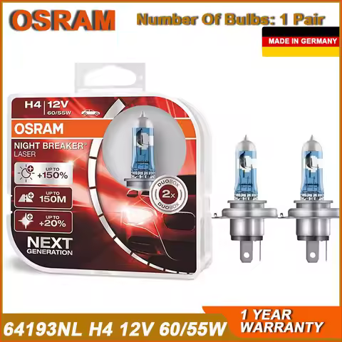 OSRAM Night Breaker Laser H4 64193NL P43t 12V 60/55W Car Halogen Headlight Next Generation Auto Lamp
