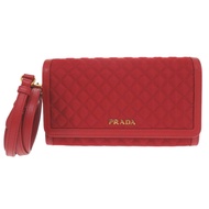 近全新 Prada 1M1437 尼龍和皮革RED肩挎皮夾，長皮夾，紅色，1800日圓 [二手] PRADA