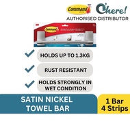 3M Command Satin Nickel Towel Bar Holds Up To 1.3kg
