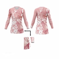 Jersey Sepeda Wanita Muslim Tunik Hijab Custom | Kaos Tunik | Baju Tunik Wanita | FLOWER PINK