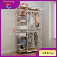 Thickened iron wood dustproof small apartment open three-sided curtain wardrobe metal cloakroom hanging clothes rack flo