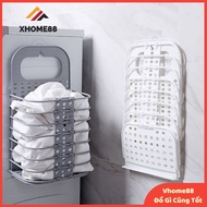 Foldable wall-mounted basket for clothes and household items - Vhome88