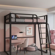 {Sg Sales} Double Decker Bed Frame Double Bed Loft Bed High Low Bed Empty Iron Elevated Bed Bed Simple Modern Height-Adjustable Bed Space Saving New Loft Bed Sheet Double Bed
