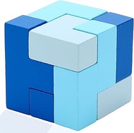 7-Piece Tetromino Brain Puzzle – Wooden Cube Block Logic Game for Focus, Stress Relief, Problem Solv