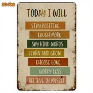 2D Flat, Boho Style Positive Affirmation Wooden Sign, 7.87 X 5.9 Inches, Daily Inspirational Wall De