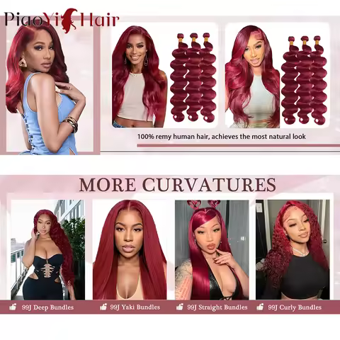12A 99J Color Body Wave Bundles Human Hair Extensions 1/3/4 PCS Bundles 20 22 24 Inches 100% Raw Hum