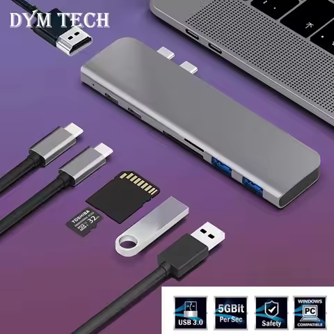 USB 3.1 Type-C Hub to HDMI Adapter 4K PD 100W USB C Hub 3.0 TF SD Reader Slot PD For MacBook Air Pro