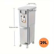นวัตกรรมถังขยะ 2 in 1 ความจุ 29L/32L! ดีไซน์แยกชั้นขยะเปียก-แห้ง ฝาปิด ล้อเข็นเอนกประสงค์ HE0046-47