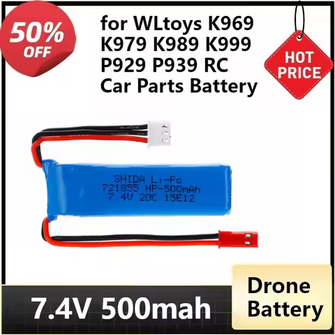 Battery for WLtoys K969 Accessory Upgrade 7.4V 500mAh Lipo Battery for WLtoys K969 K979 K989 K999 P9
