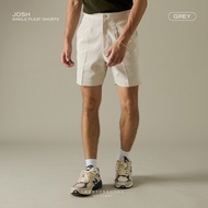 TWENTYSECOND กางเกงขาสั้น ผ้าคอตต้อน ทรงเอวสูง รุ่น Josh single pleat shorts - เทา / Grey