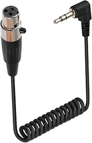 RIIEYOCA 3.5mm to Mini XLR Coiled Cable,90 Degree Right Angle Female to Male 3Pin XLR to 1/8 Inch Ja