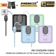 【3C Certified】Pineng PN725 10000mAh Powerbank 22.5W Fast Charging Power Bank Pineng PN726 20000mAh P