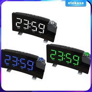 [Etekaxa] Alarm Clock with USB Charger Radio Timeout Projection Curved Screen Alarm