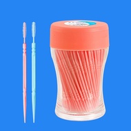 200PCS/Box Double-headed Dental Brush Toothpick Oral Care Teeth Sticks Floss Pick Tooth Cleaning Tools Interdental Toothbrush