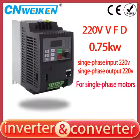 220V 0.75KW 1HP Mini VFD Variable Frequency Drive Converter For Single-phase capacitor motor Speed C