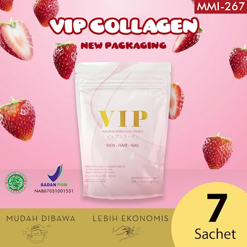 VIP Premium Collagen Drink BPOM POUCH 7 Sachet Suplemen Pemutih Minuman Kolagen Mencerahkan Badan Da