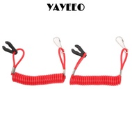 YAYEEO 2PCS Marine Outboard Kill Switch, Red Safety Lanyard Emergency Kill Switch, Key Switch 160cm 