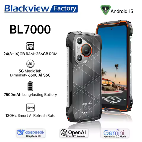 BLACKVIEW BL7000 Smartphone 5G 6.78" HD+2.4K Display 120Hz, 24(8+16)GB 256GB Cerllphone, 7500Amh Bat