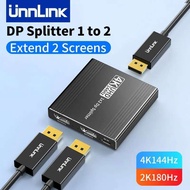 Unnlink 4K 120Hz/60Hz DisplayPort Splitter 1 In 2 Out DP MST Hub 1x2 Extend Dual Monitor for Desktop