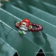 Tibetan-style ring with beads in the style of the God of Wealth, silver for the zodiac year999Bracel