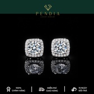 Classic Square Silver Earrings for Women with White Gold 6,5 Cups - PENDANT Brand - Inspection Certi