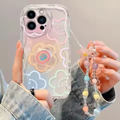 Flower Chain Phone Holder Case For VIVO V50 Lite V40 V30E V30 V29E V27 V27E V25 Y36 Y04 Y76 Y16 Y20 