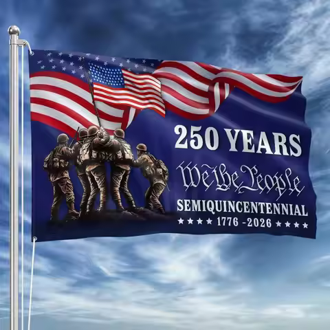 2D FLAT American Flag 250 Years Anniversary United States Semiquincentennial Grommet Flag 3x5 Double