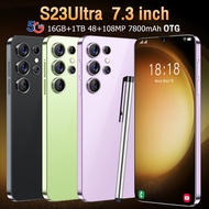 【CAN COD+READY】Original phone S23 Ultra 5G S23Ultra 5G 7.3 Inch HD full screen hp 16GB RAM 1TGB ROM 48MP 108MP cheap cellphone washing warehouse Android 13.0 Face Recognition Unlocked Mobile Phones Snapdragon 8 gen2 7800Mah