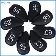 Wor* 8pcs PU Leather Iron Wedges Golf Club Head Cover Golf Iron Headcover Protective Cover to Protec