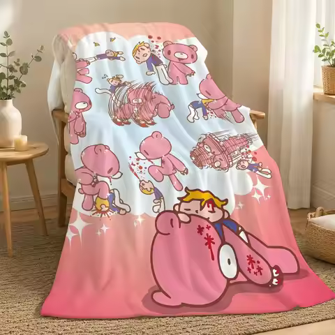 Gloomy Bear Character Throw 240g flannel blanket, suitable for sofas, beds, offices, exquisite gift 