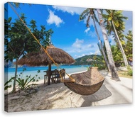 Woven Hammock and Palapa On The Beach of Palawan Island Philippines Canvas Poster Wall Art Decor Pri