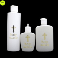 MS 250/60/100ml Refillable Holy Water Bottle Gold Cross Plastic Container With Screw Lid Christian E