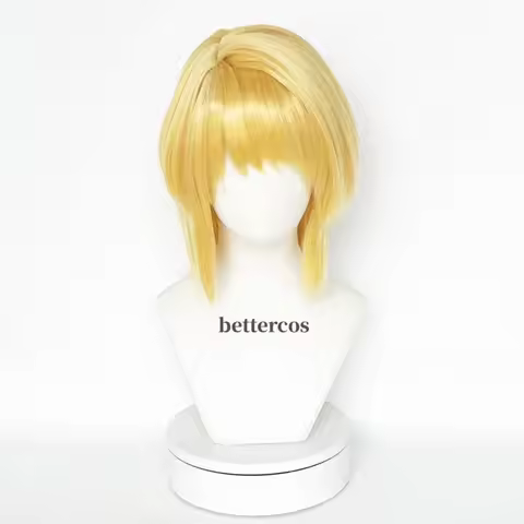 c'3,f\6;h'Anime ×HUNTER Kurta Cosplay Wig Kurapika Golden Wigs Rings Earrings Prop Heat Resistant Pa