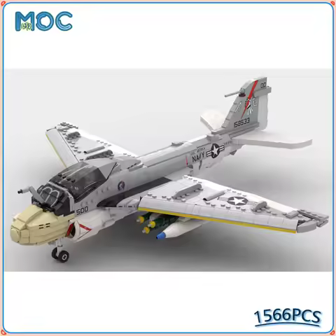 MOC Building Block Aircraft 1:35 Scale A-6E Intruder Bomber Fighter DIY Assembly Collection Kit Bric