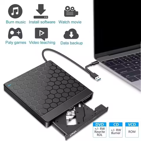 G6DD 6 in 1 External DVD Drive USB TYPE C USB C Portable DVD Disk Drive