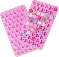 2 Pcs Mini Heart Moulds for Wax Melts 55 Hearts Non-Stick Chocolate Candy Ice Jelly Sweets Molds Making Cake Cupcake Gumdrop Handmade Soap Valentine's Day DIY Gift