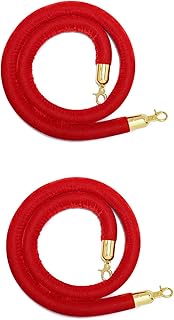 Pink Red VIP Stanchions Ropes, 2 Pieces Velvet Crowd Control Barrier Ropes for Home Party/Restaurants, Mall Counter Partition Cord (Color : Red, Size : 3m/9.8ft)