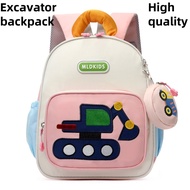 High quality lovely schoolbag with excavator cartoon elements large capacity bagpack breathable comf