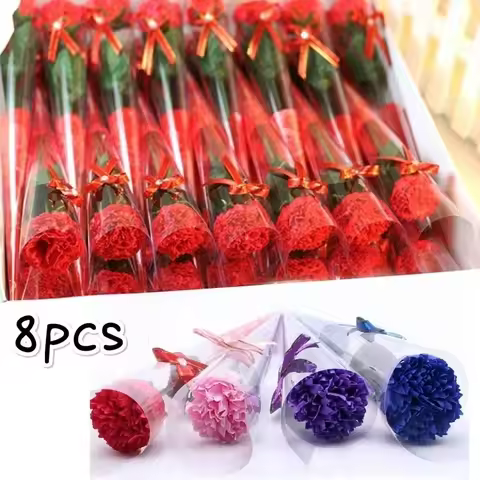 8pcs/lot Artificial Bath Carnation Soap Flowers Mother's Day Gift Party Decoration Valentine's Day G