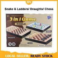 3 in 1 Magnetic Board Game Riddle Snake & Ladders/ Draughts/ Chess