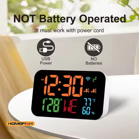 Tuya WiFi Desktop Clock Calendar Intelligent Thermometer Hygrometer with Digital LED Display Support