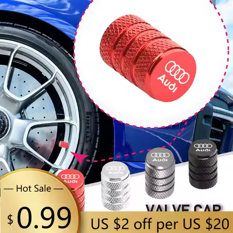 Hub Caps4pcs Car Tire Valve Stem Cover Aluminum Wheel Air Valve Cap For Audi Sline A6 Q7 A7 A8 A3 RS