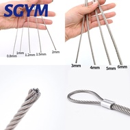 （MM voltage） 304 Stainless Steel Wire Rope Soft Fishing Lifting Cable 7×7/7*19 Clothesline 0.8mm 1mm 1.5mm 2mm 3mm 4mm Aluminum sleeve