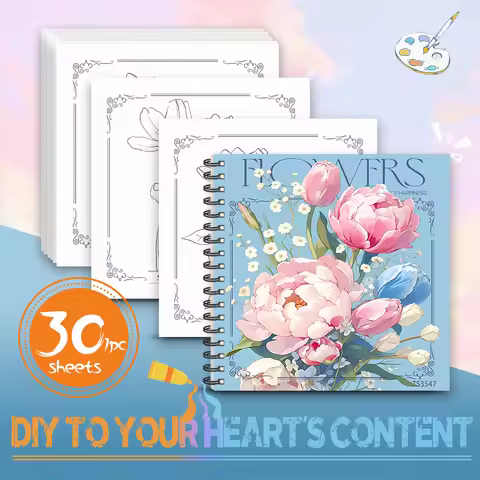 Flower Coloring Book - 30page adult coloring book, 100 gsm, 8.3 inches ร 8.3 inches, painting book,