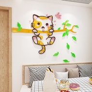 【MANDAO】แมวน่ารักการ์ตูนอะคริลิผนังสติ๊กเกอร์ 3D สเตอริโอคริสตัลคริลิคผนังจิตรกรรมห้องเด็กห้องนอนตกแต่งโรงเรียนอนุบาล