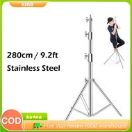 Stainless Steel 280cm Light Stand with 1/4 Inch To 3/8 Inch Universal Adapter