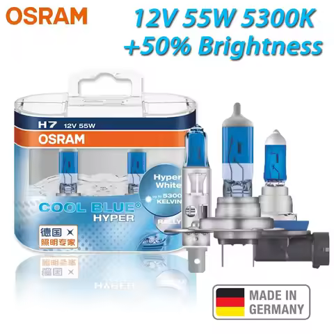 OSRAM Original Halogen Headlight H1 H4 H7 H11 HB3 HB4 12V 55W Cool Blue Hyper 5300k +50% Brightness 