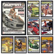 Poster Kereta Import Retro Era 80an Estetik Majalah JDM GTR Gambar Gadis Sukan Lukisan Kanvas Seni D